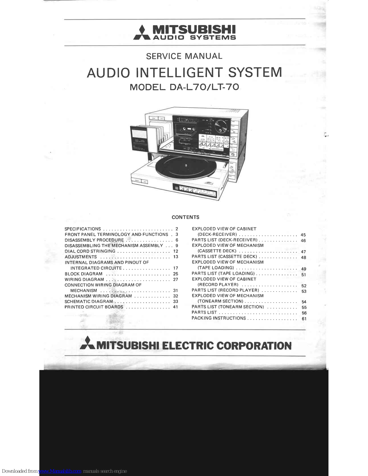 Mitsubishi DA-L70, DA-LT-70 Servise Manual