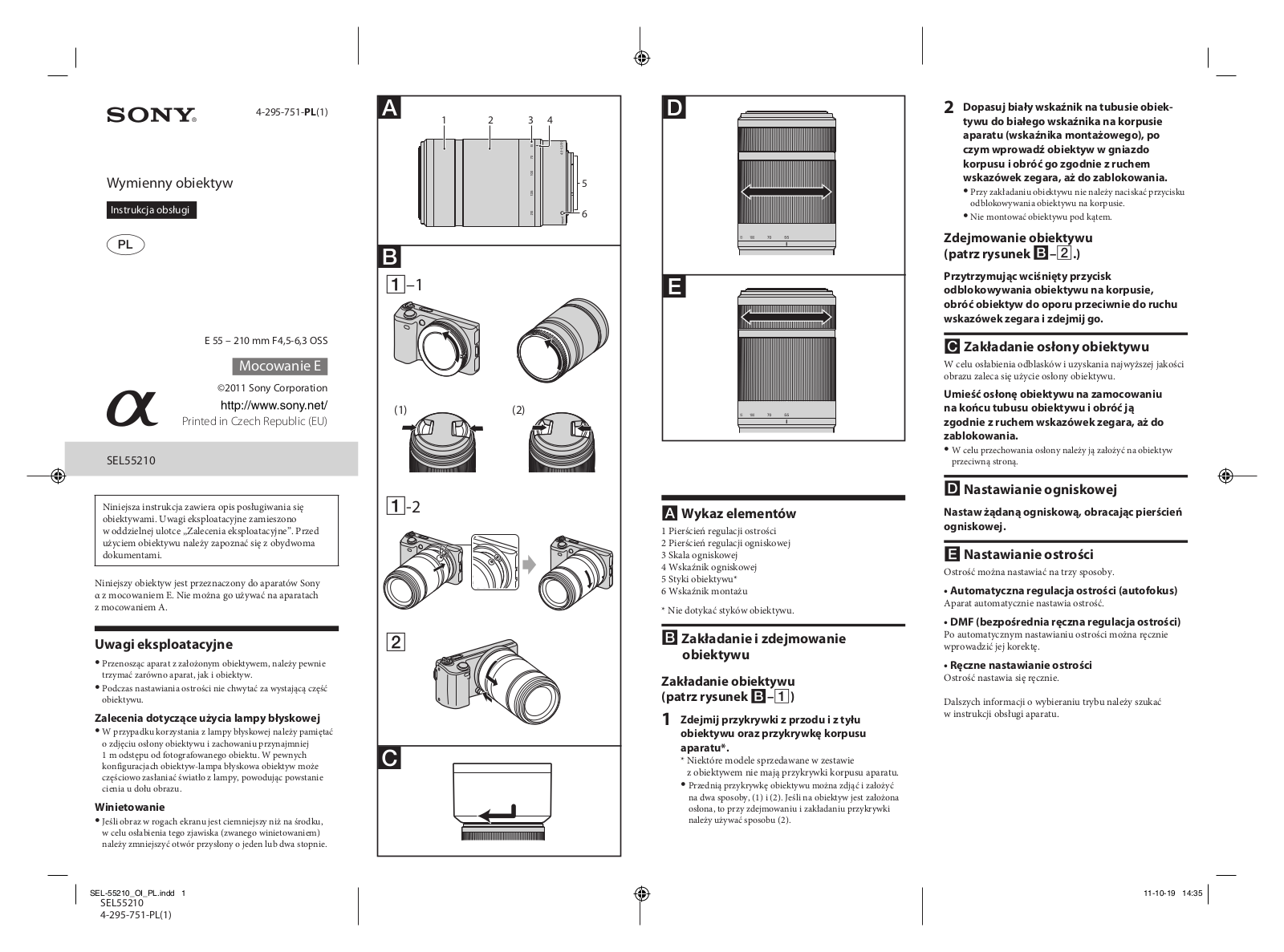 Sony SEL55210 User Manual