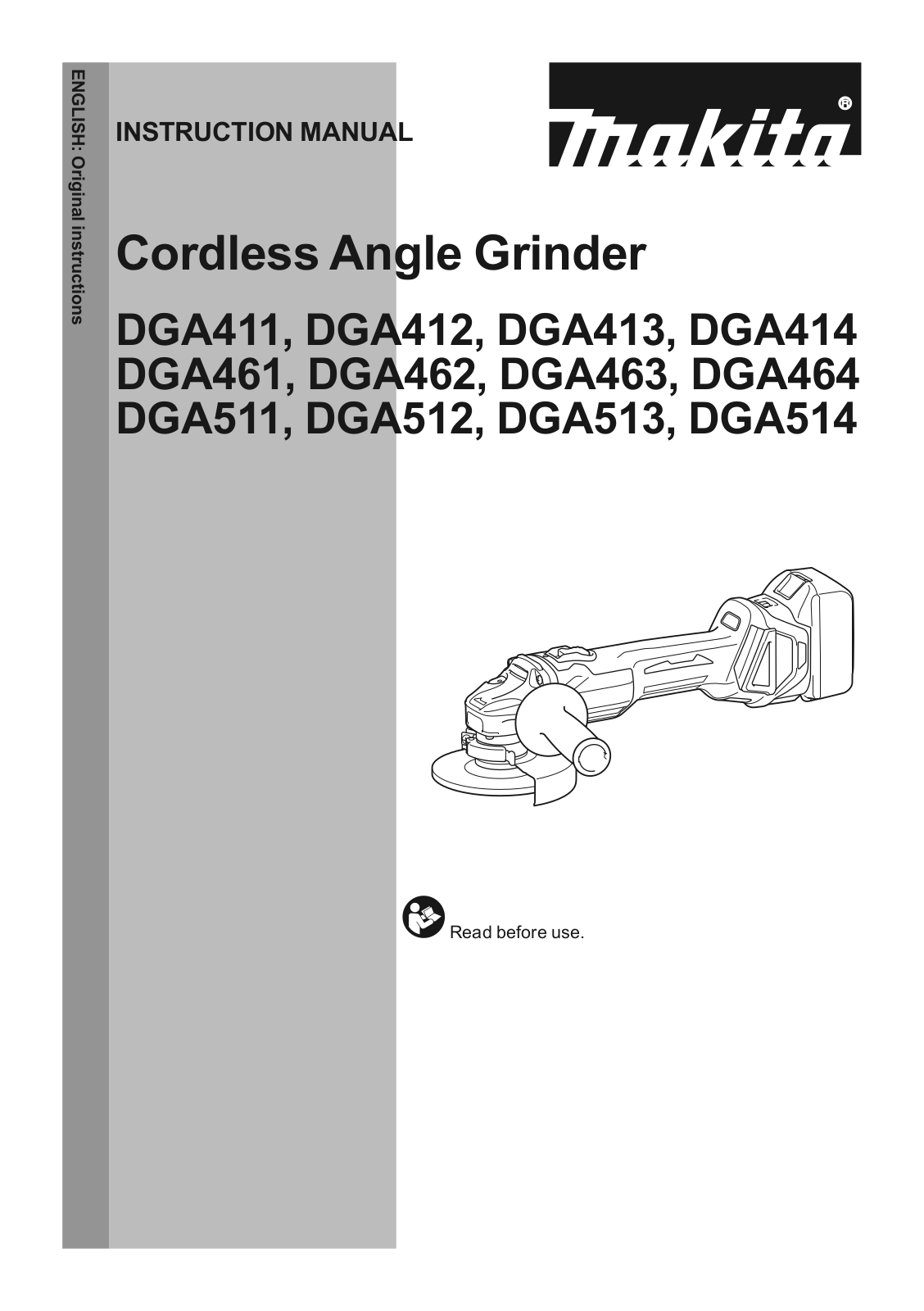 MAKITA DGA511Z User Manual