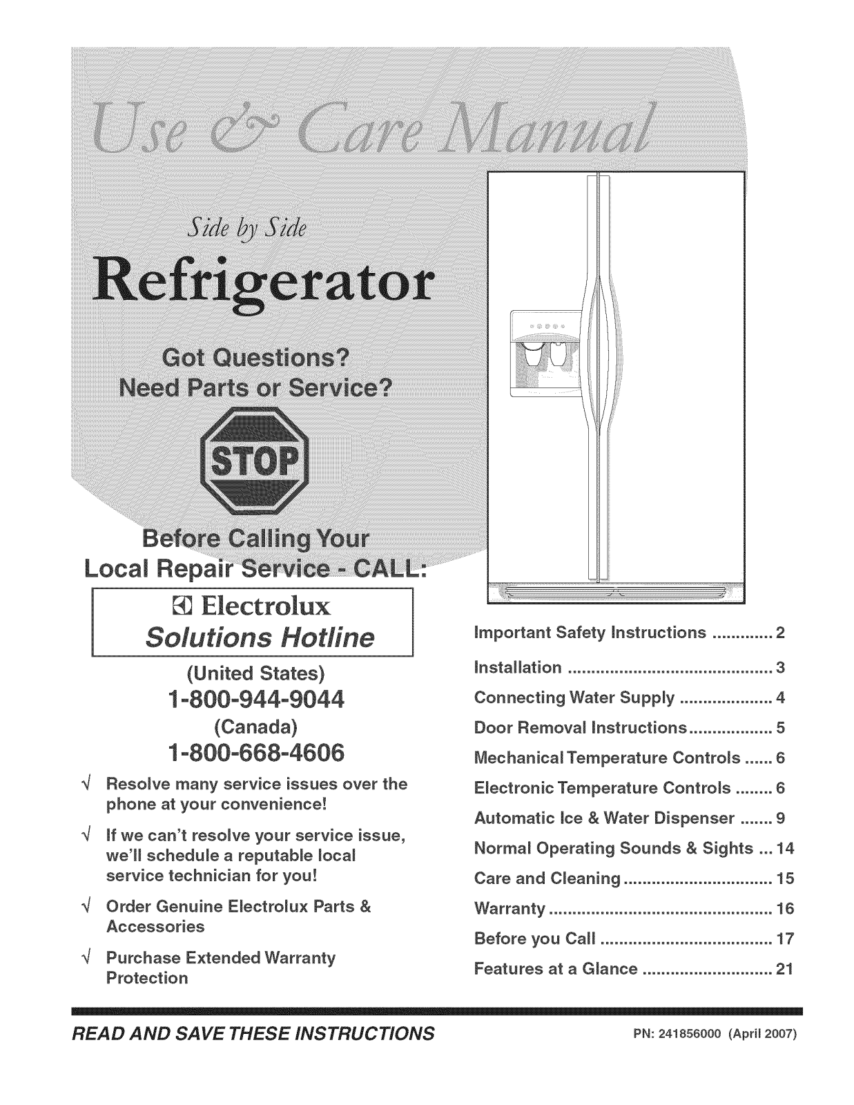 Frigidaire PLHS269ZDBJ, GLHS68EGPW9, GLHS68EGPB9, GLHS68EGB9, GLHS37EHSB4 Owner’s Manual - ManualMachine.com