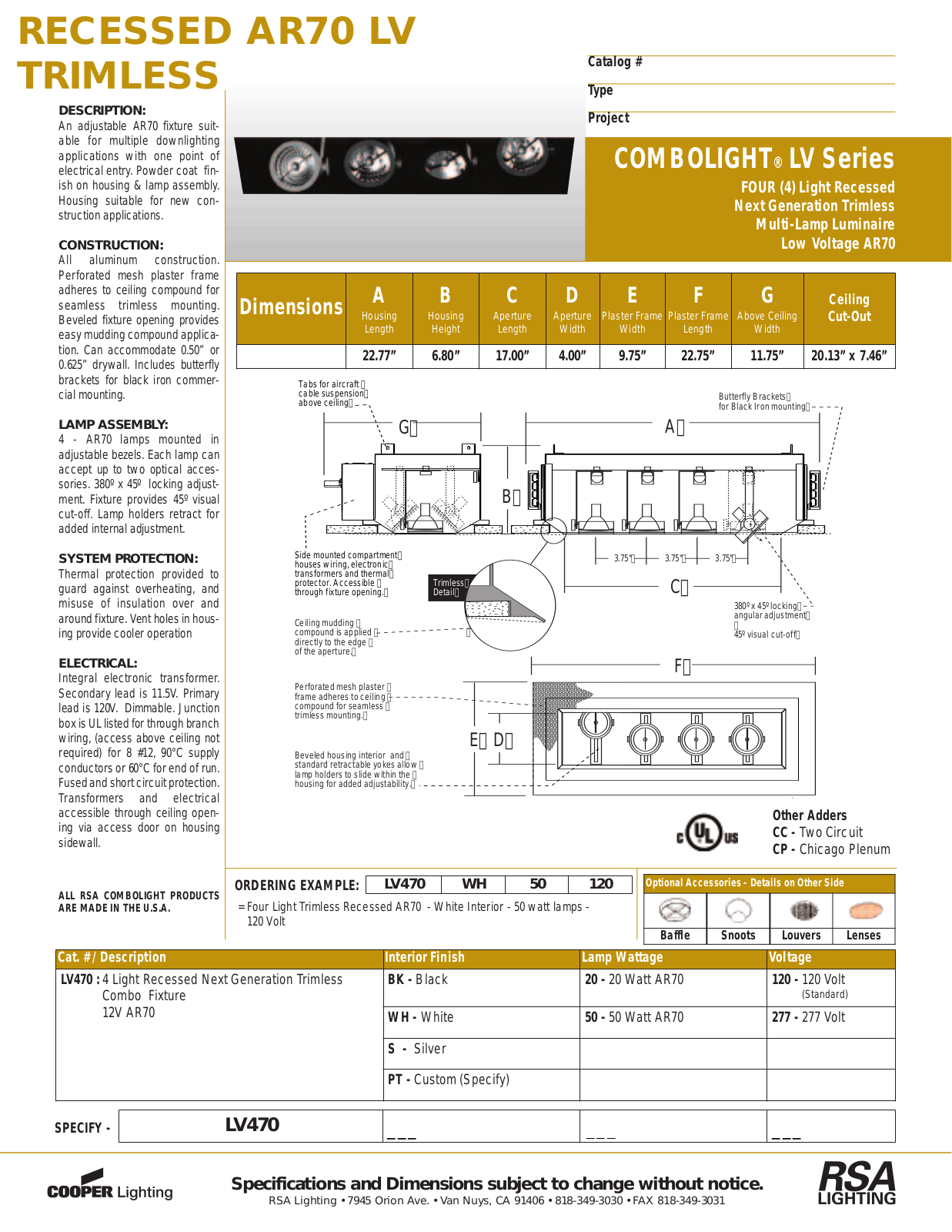 Cooper Lighting LV470 User Manual