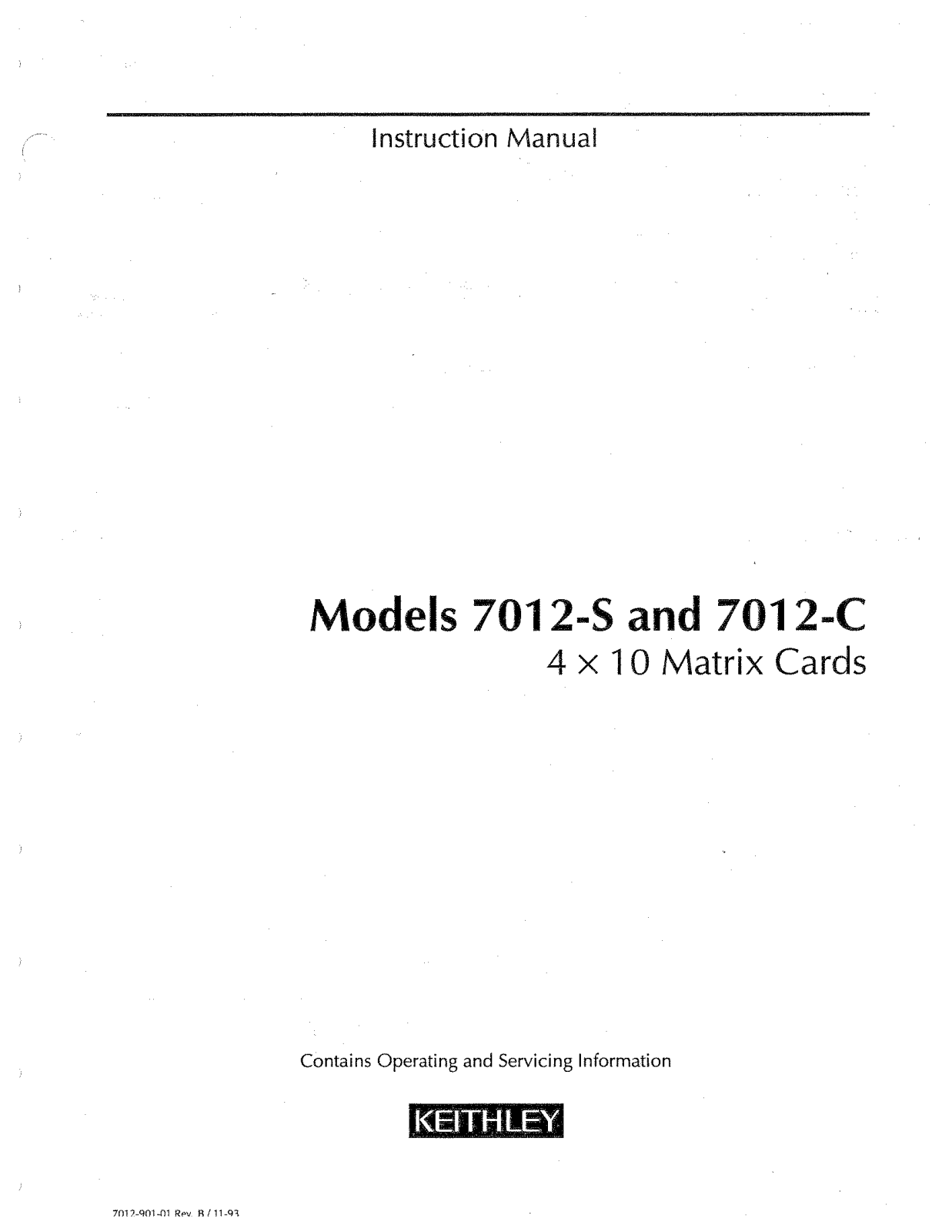 Keithley 7012-S, 7012-C User Manual