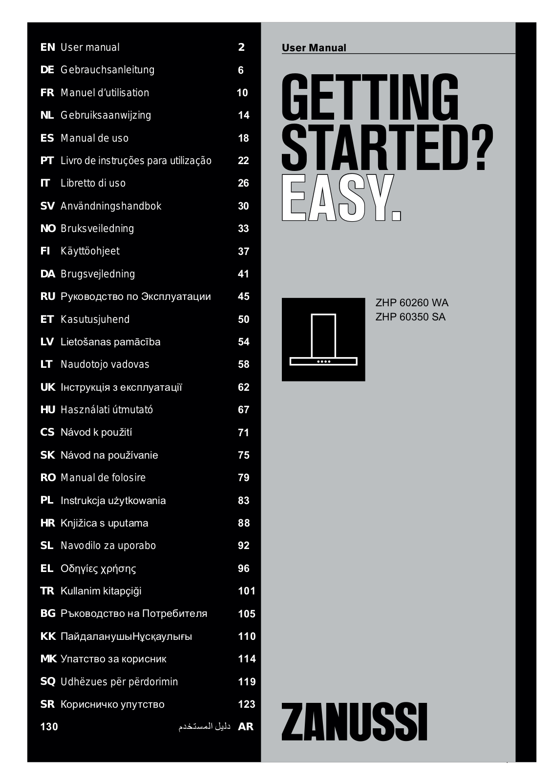 Zanussi ZHP60260WA operation manual