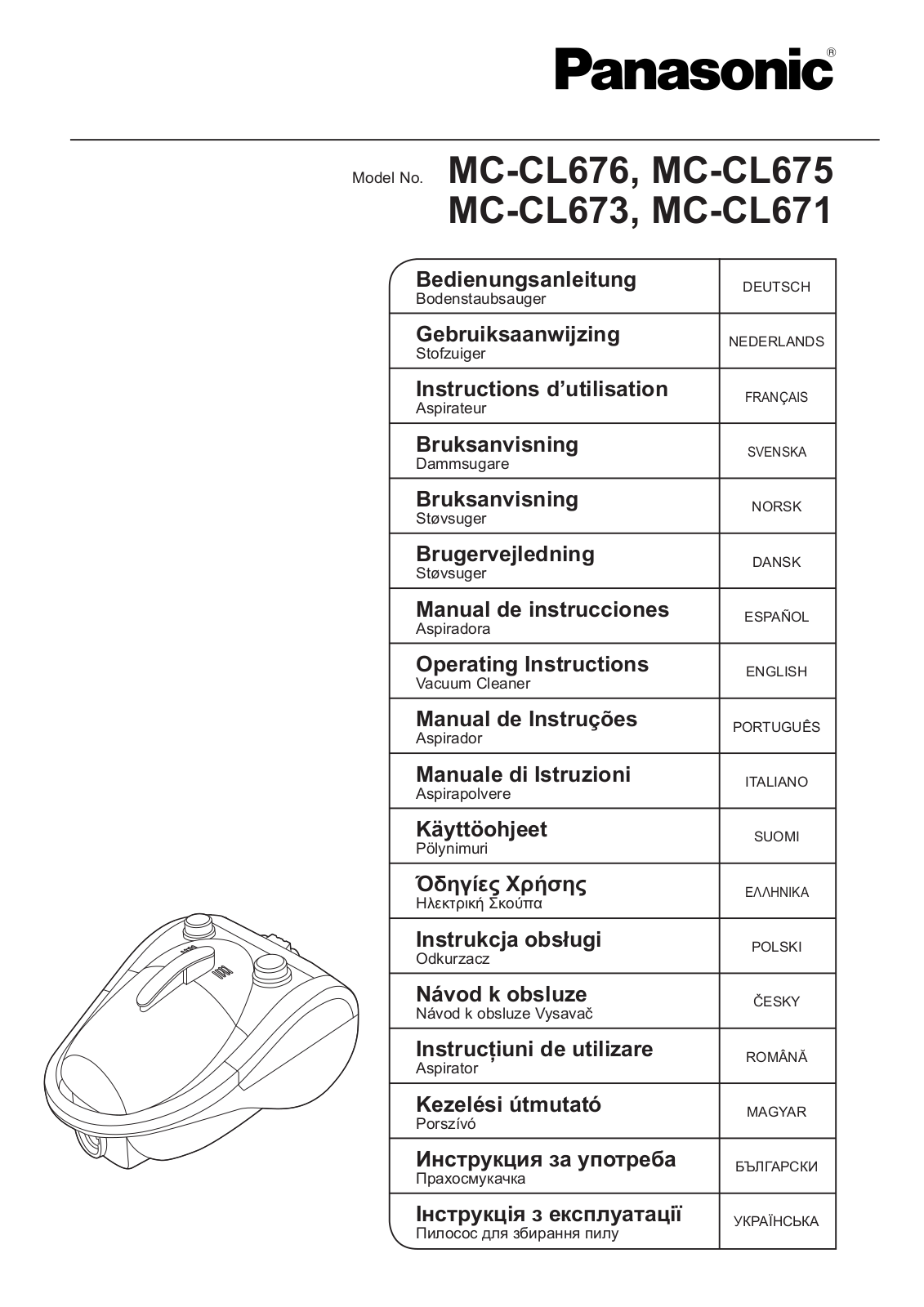 PANASONIC MC-CL675ZC79, MC-CL673SP47, MC-CL671R, MC-CL675ZP47 User Manual