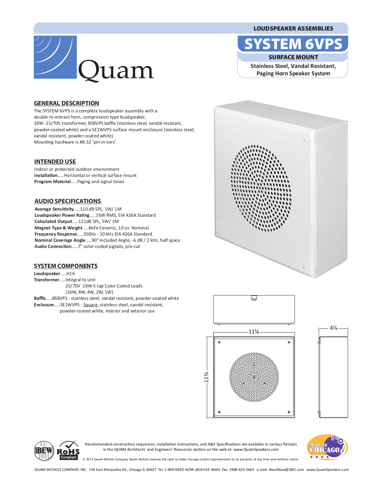 Quam SYSTEM-6-VPS Specifications