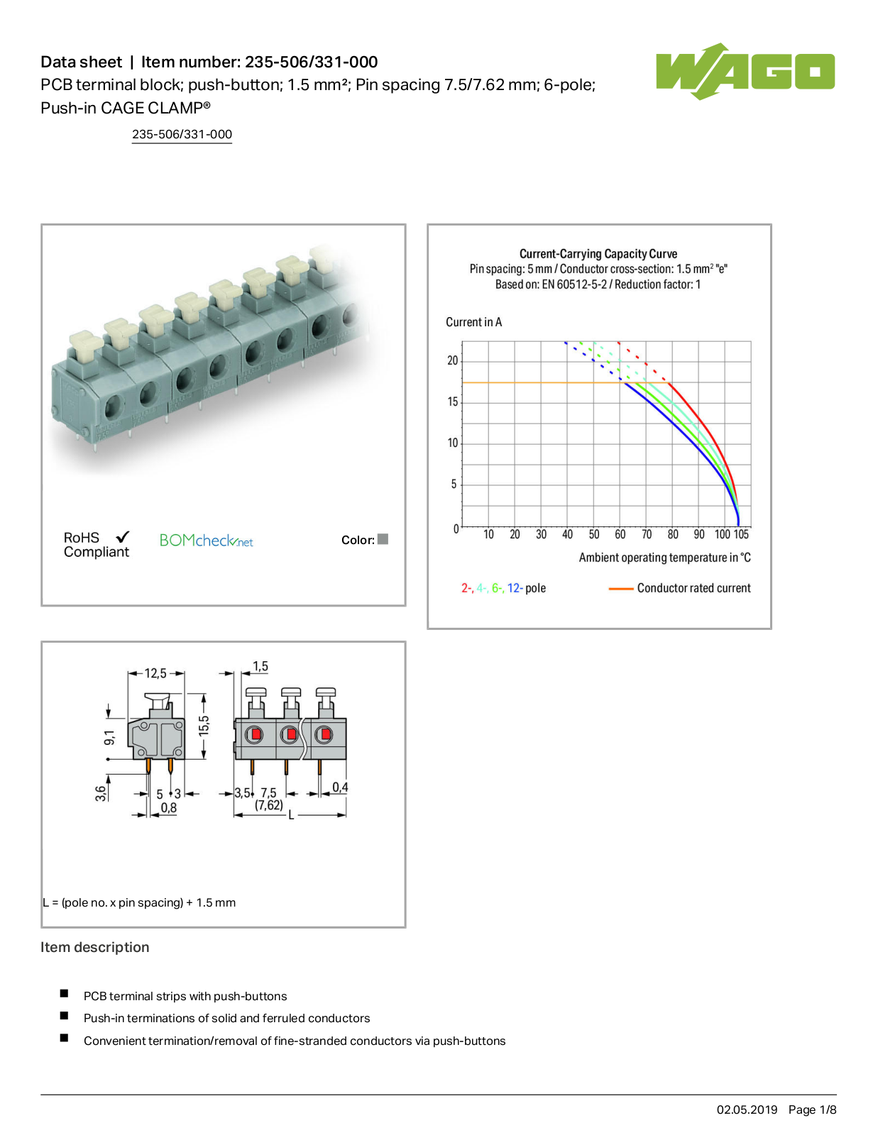 Wago 235-506/331-000 Data Sheet