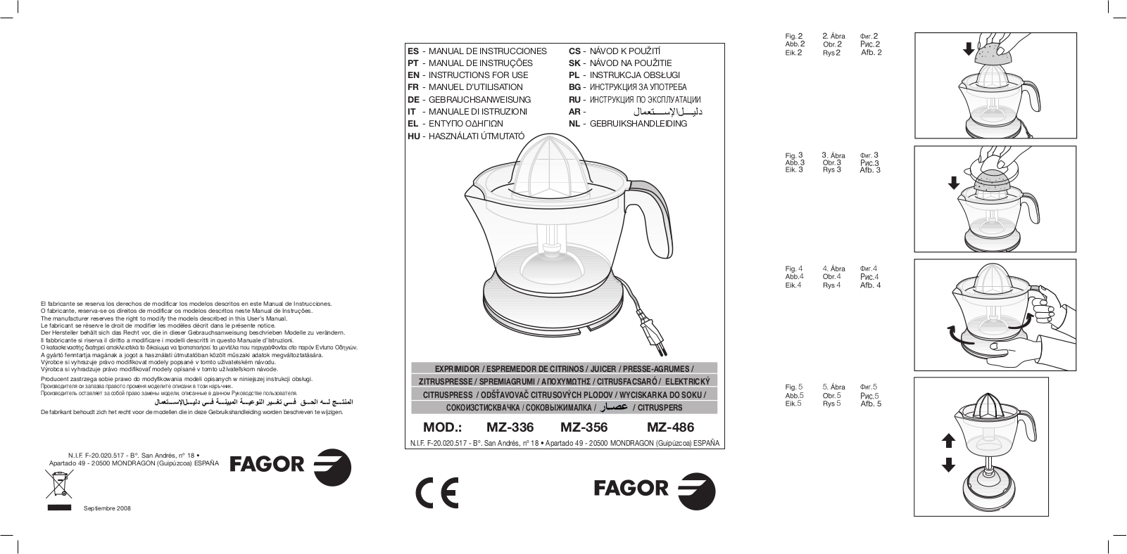 Fagor MZ-356 User Manual