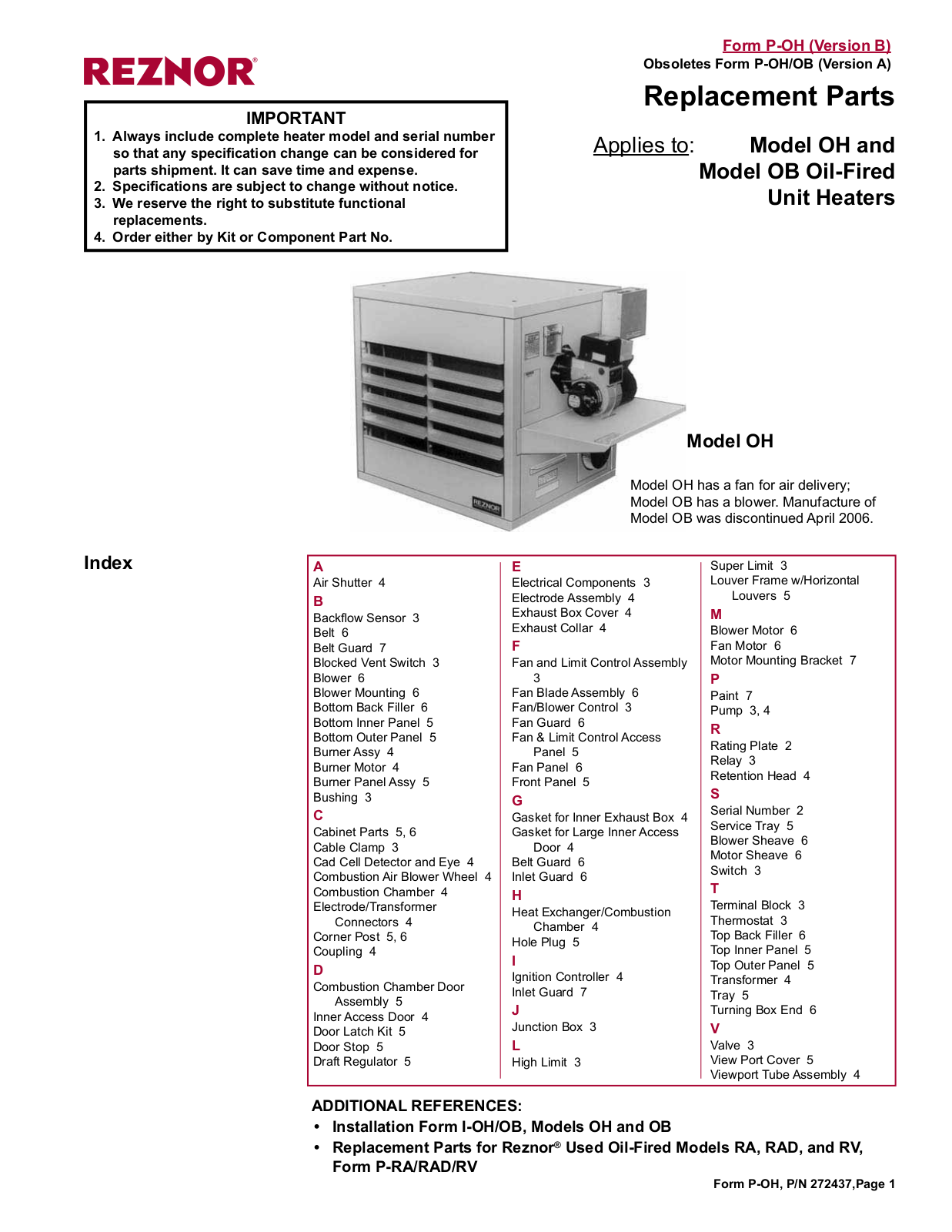 Reznor OH User Manual