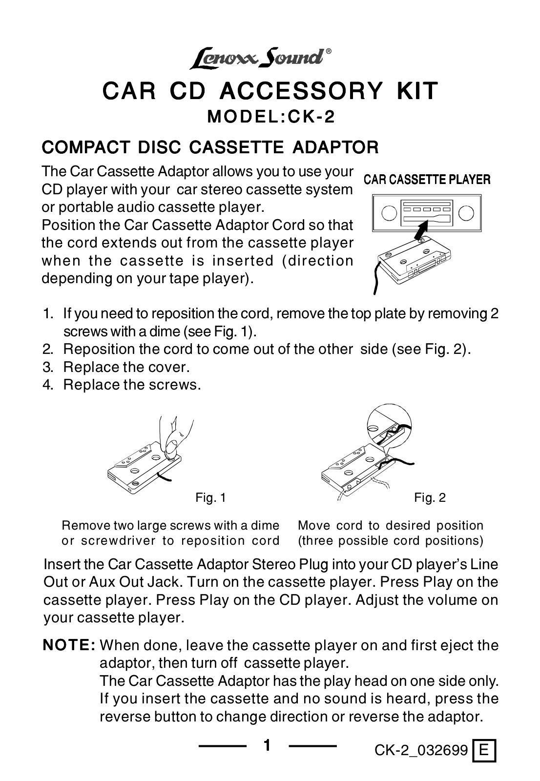 Lenoxx CK2 User Manual