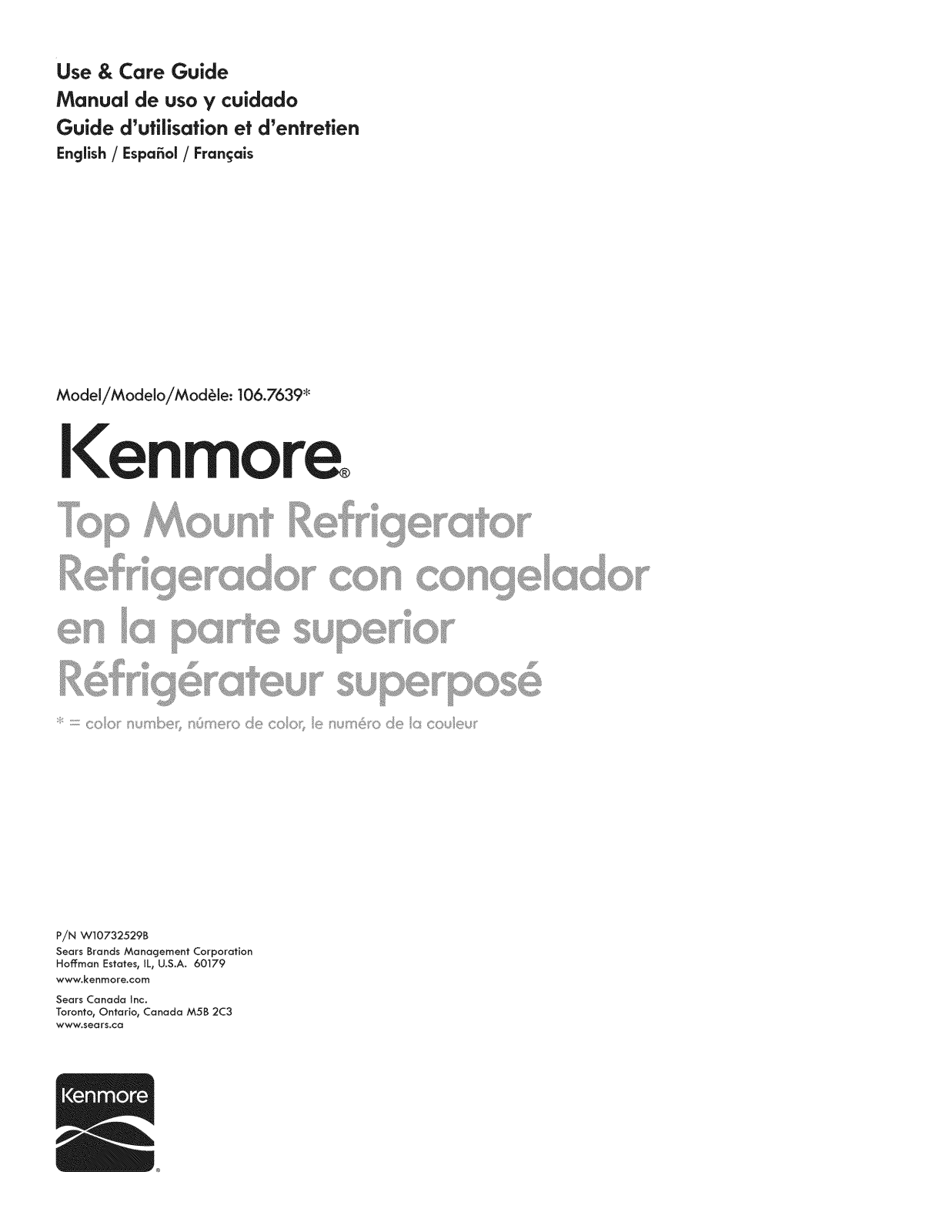 Kenmore 10676399413, 10676399412, 10676399411, 10676393414, 10676393413 Owner’s Manual