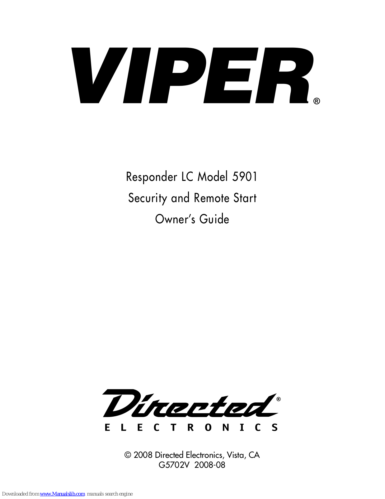 Viper 5901, Responder LC 5901 Owner's Manual