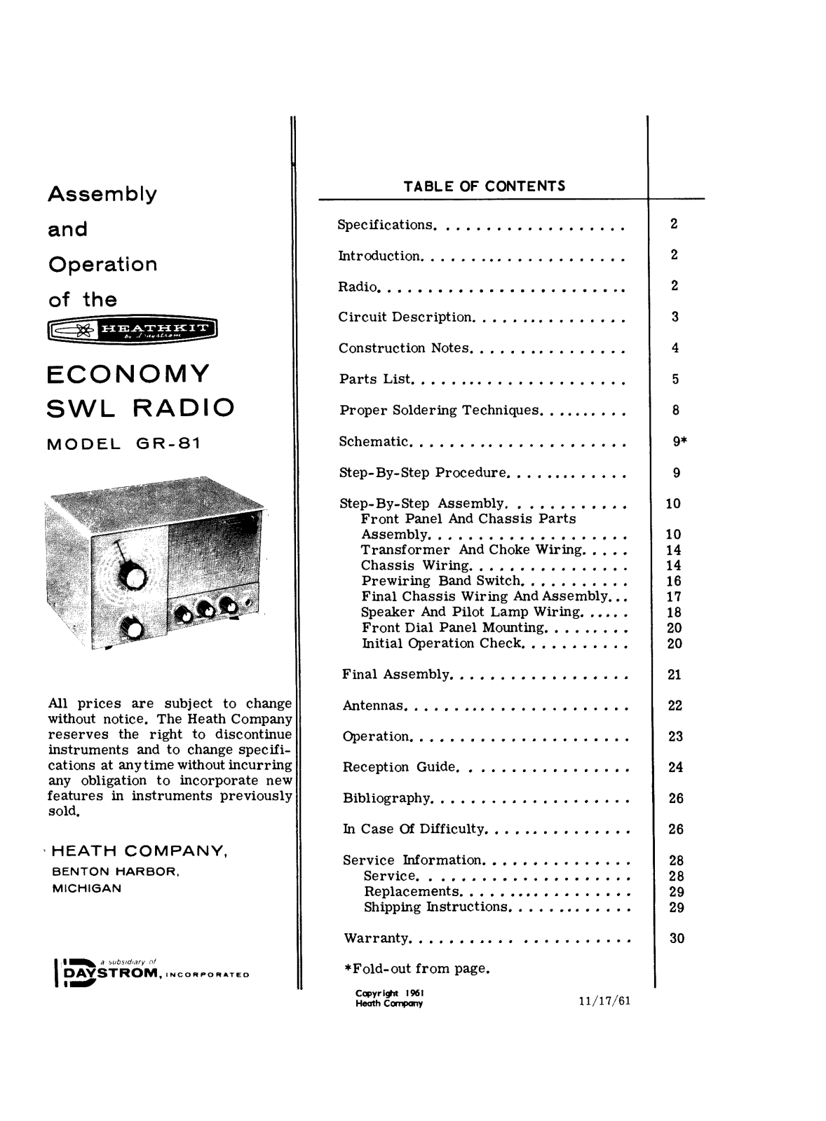 Heathkit GR-81 Schematic