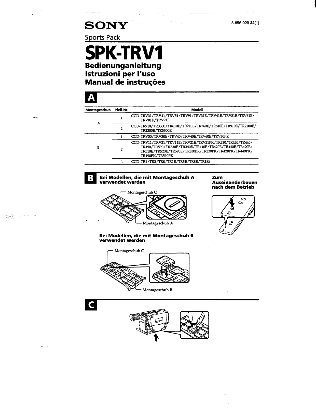 Sony SPK-TRV1 User Manual