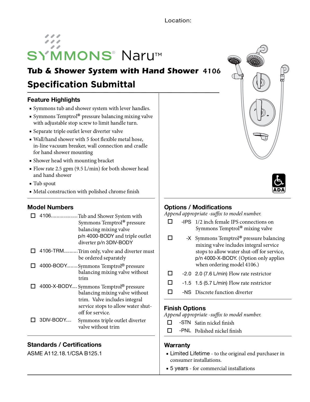 Symmons 4106 User Manual - ManualMachine.com
