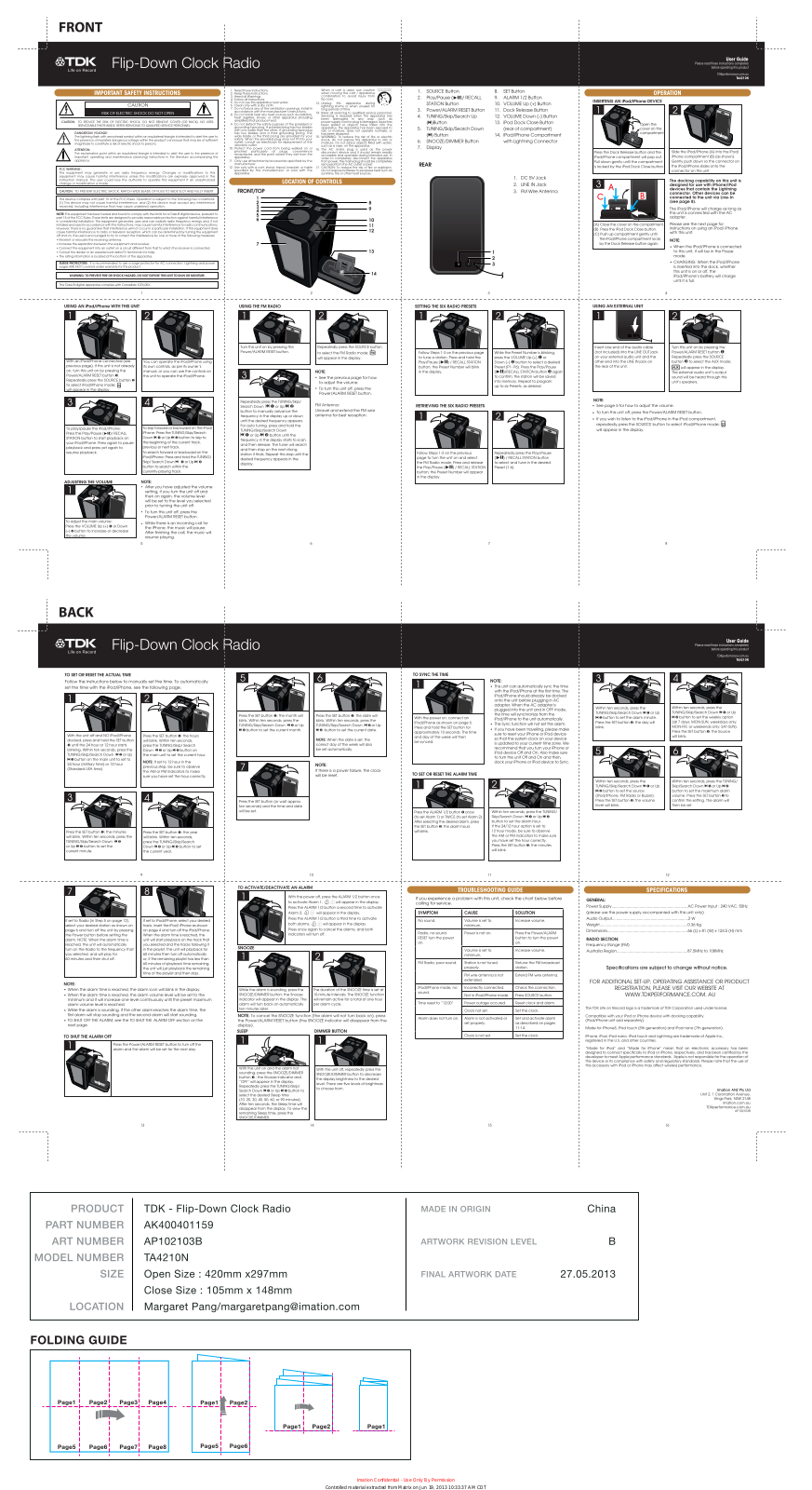 TDK TA4210 User Manual