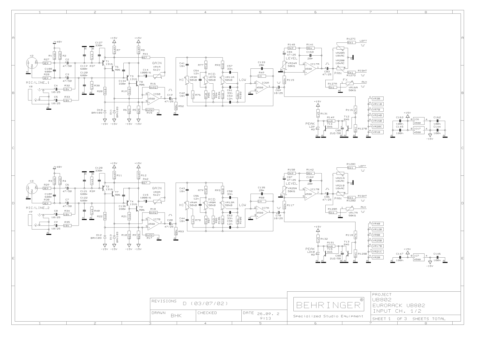 BEHRINGER UB802 Service Manual