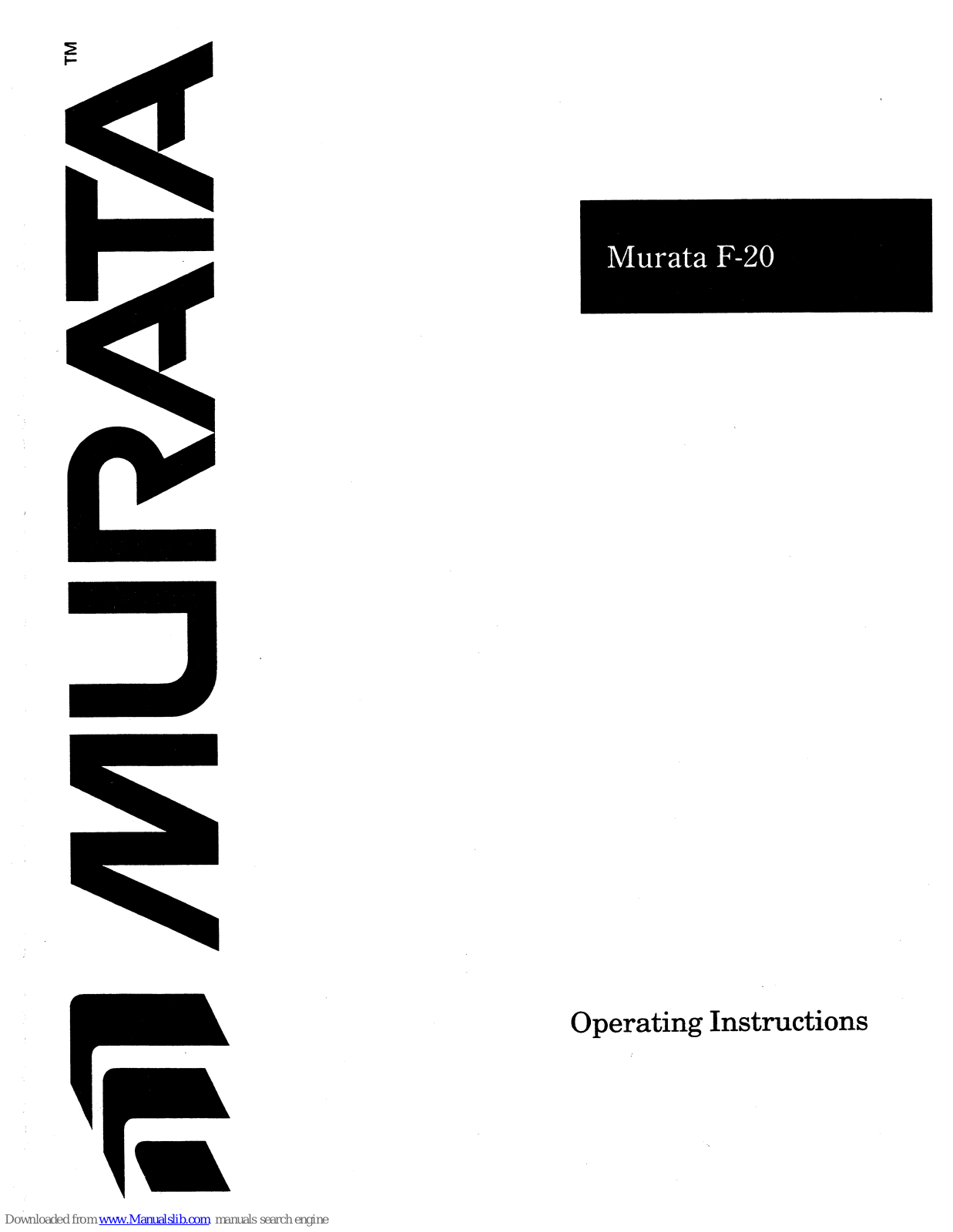 Murata F-20 Operating Instructions Manual - ManualMachine.com
