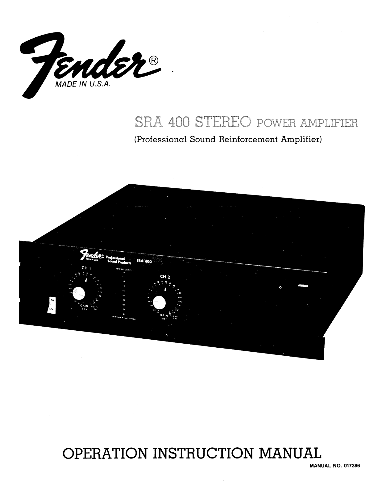 Fender SRA 400 User Manual