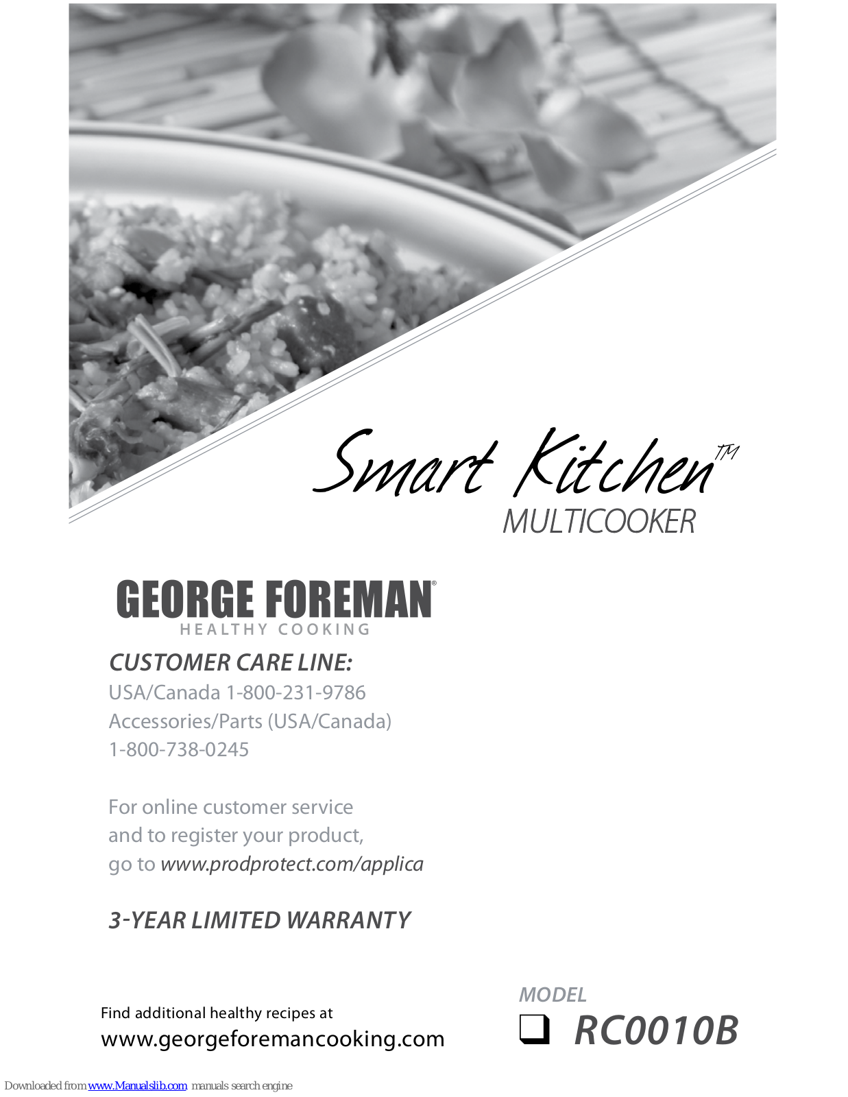 George Foreman Smart kitchen RC0010B Use And Care Book Manual