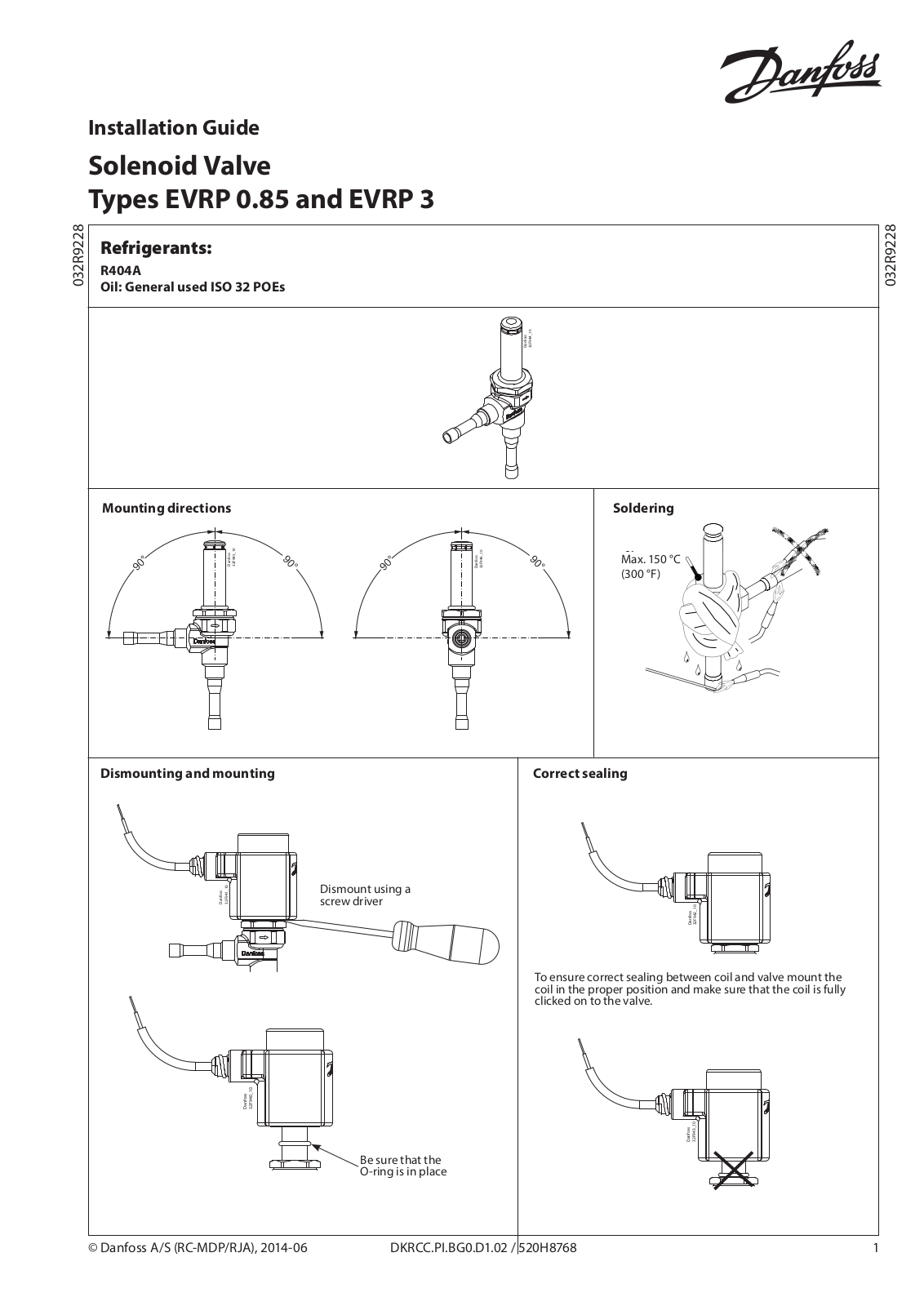 Danfoss EVRP 0.85, EVRP 3 Installation guide