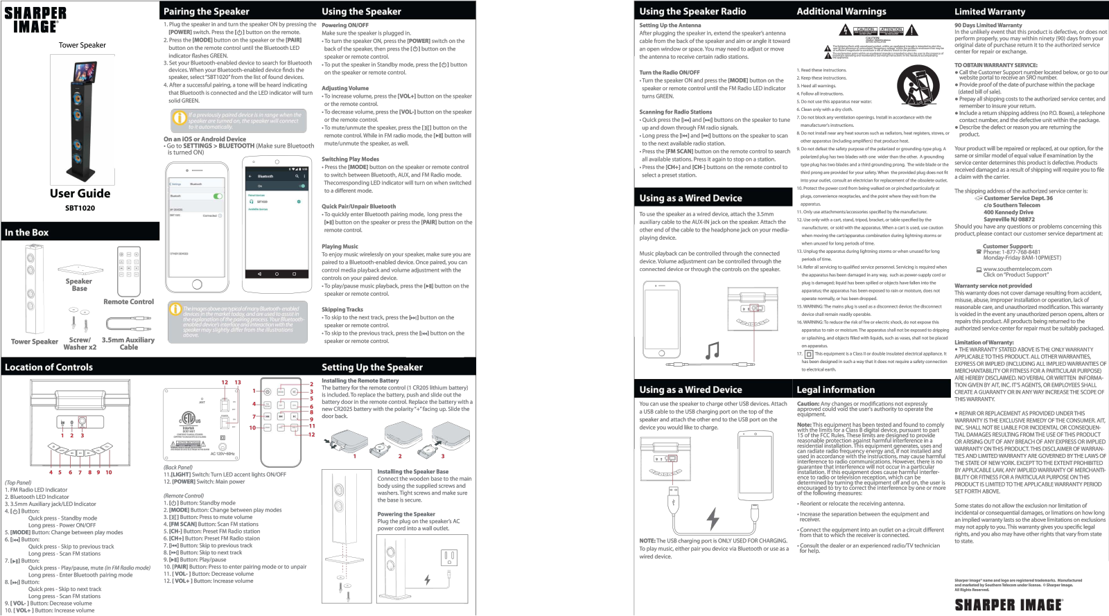 Sharper image SBT1020 User Manual