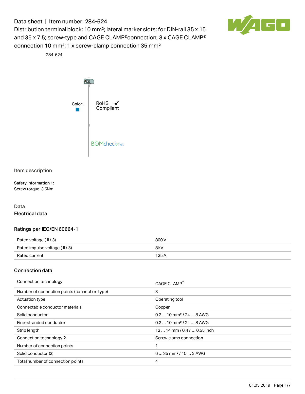 Wago 284-624 Data Sheet