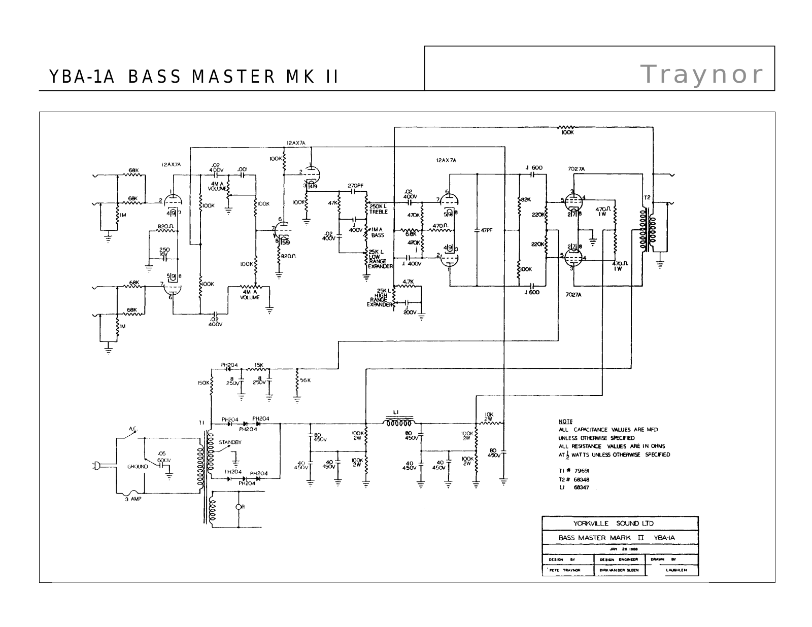 Traynor yba 1a schematic