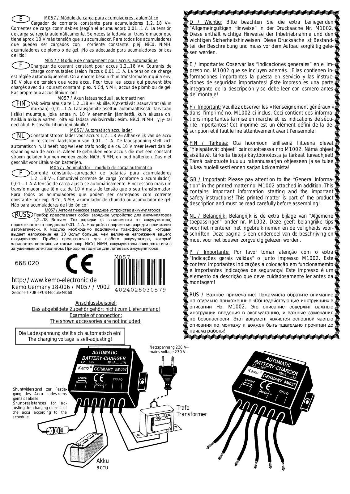 Kemo Electronic M057 User Manual