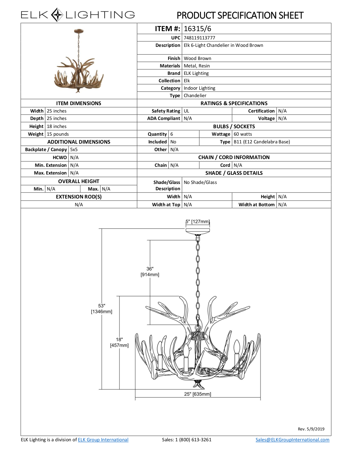 ELK Lighting 163156 Specifications - ManualMachine.com