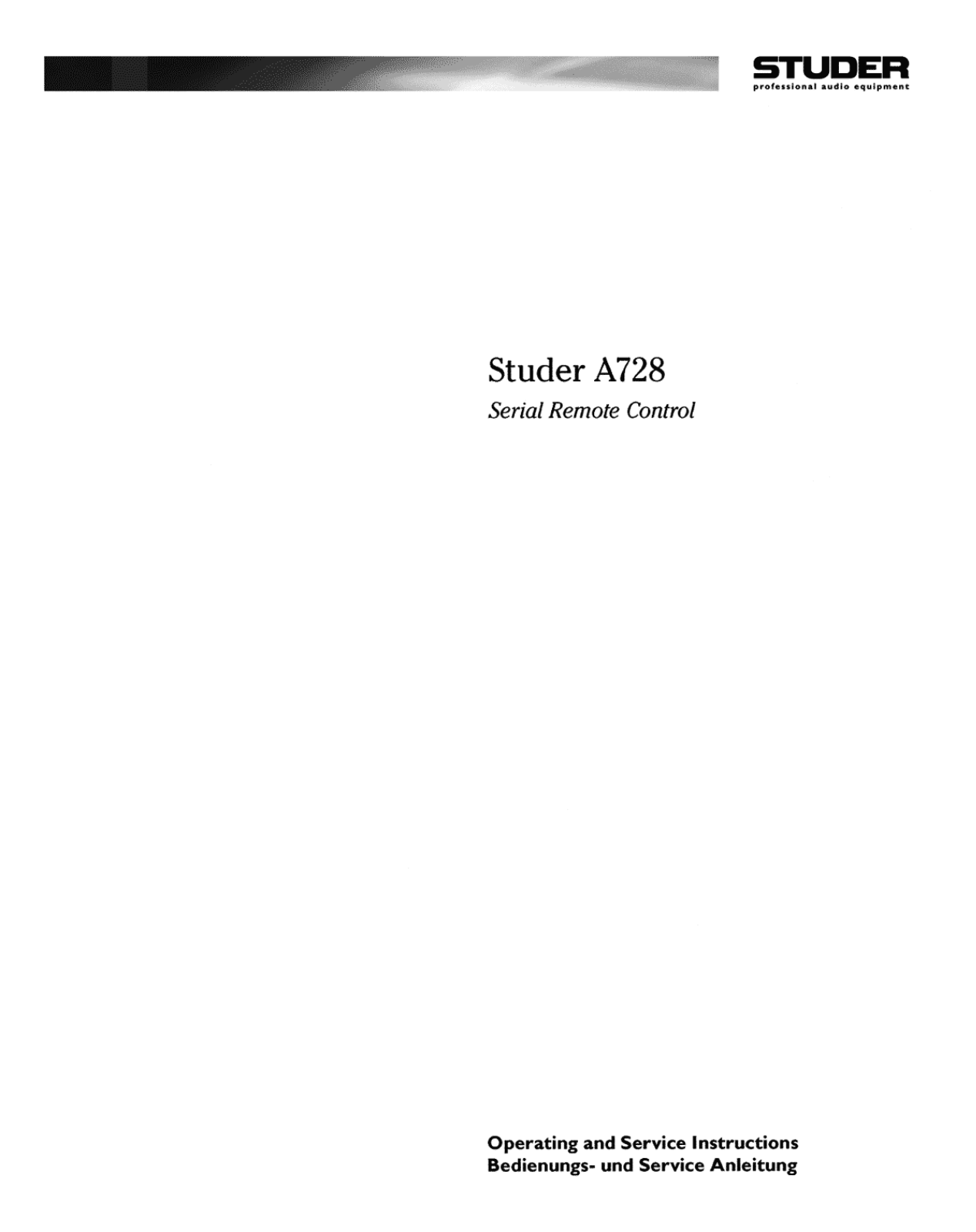 Studer A-728 Owners manual