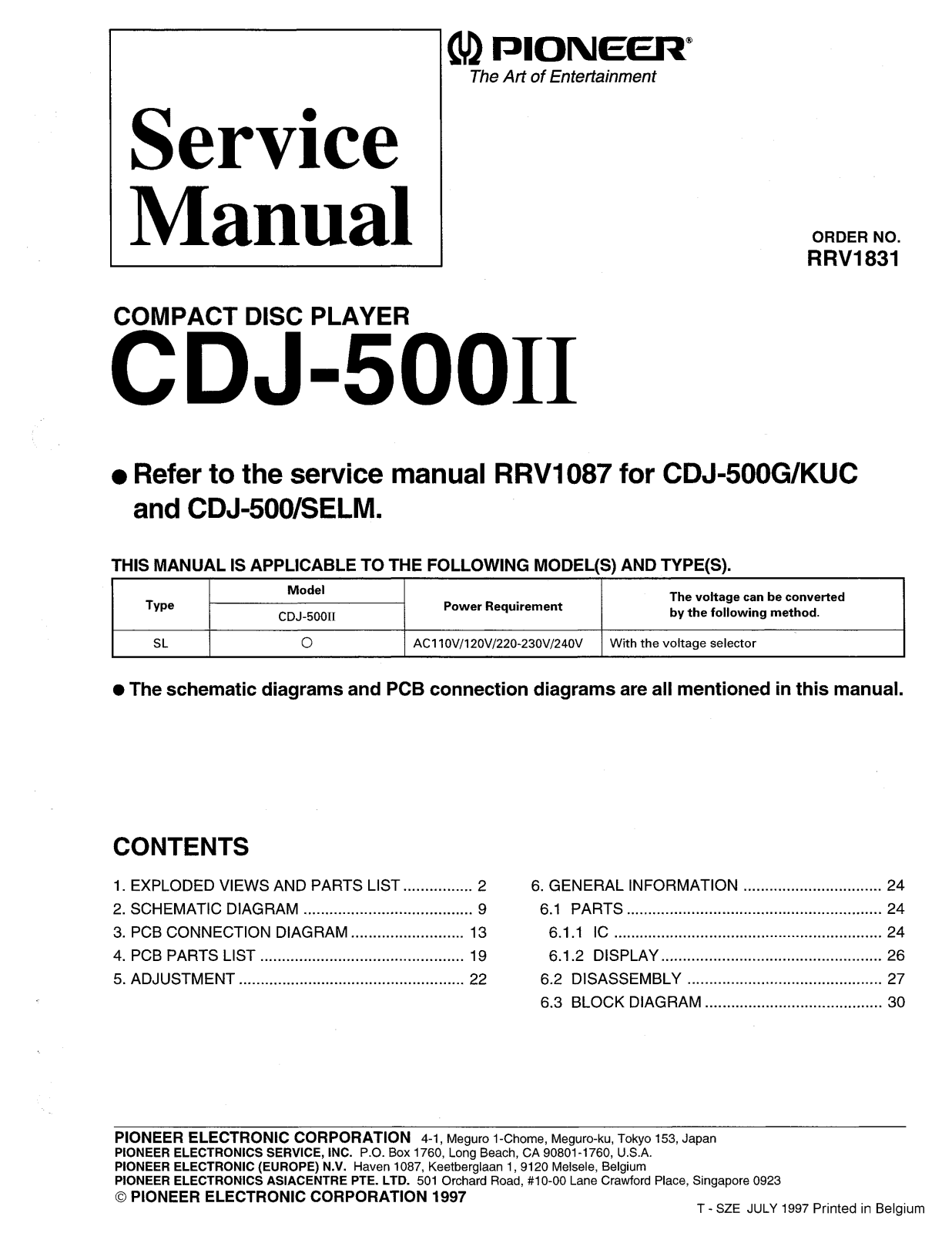 Pioneer CDJ-500 Mk2 Service manual