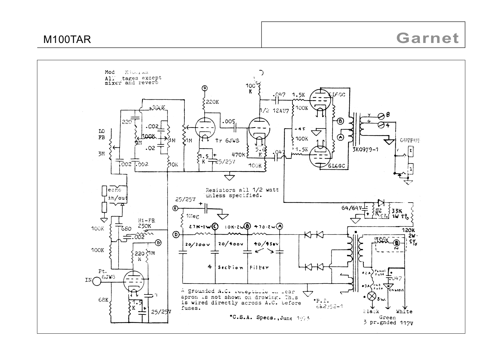 Garnet m100tr schematic