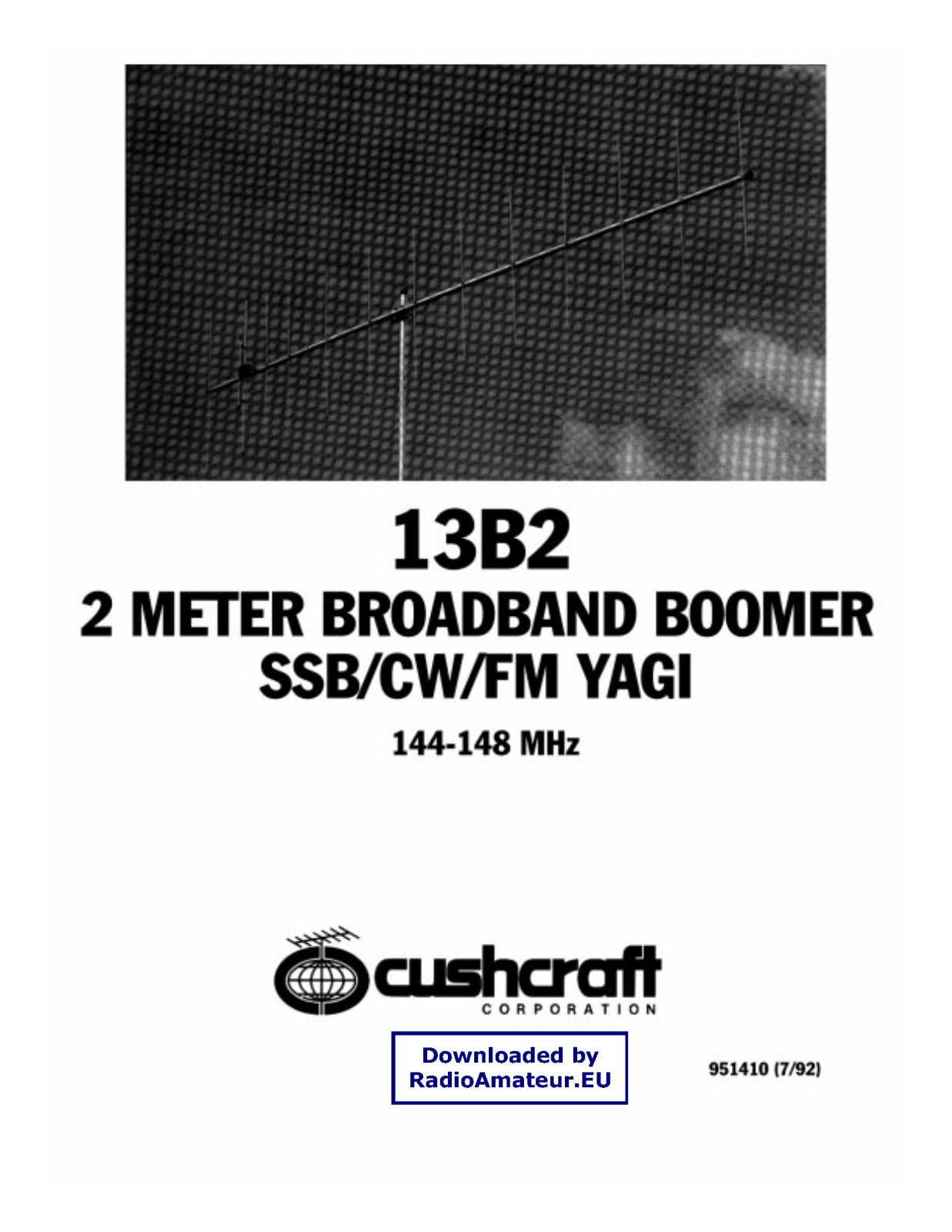 CUSHCRAFT 13B2 Installation Instructions Manual