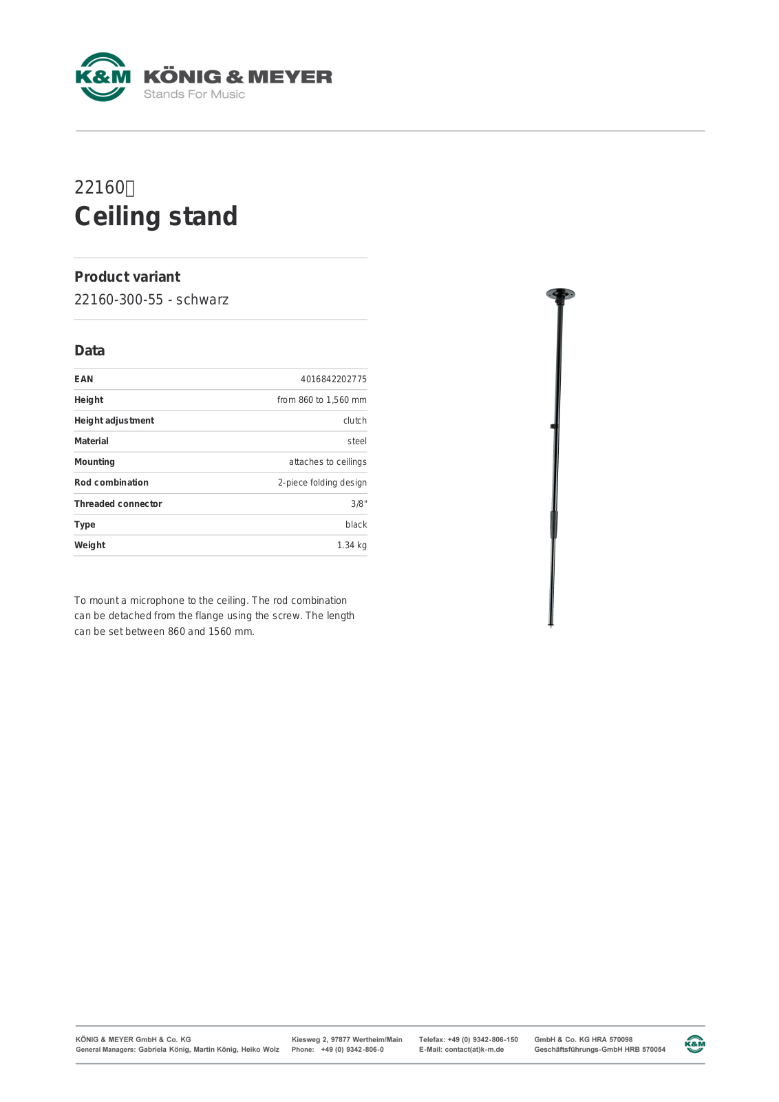 K&M 22160 Data Sheet