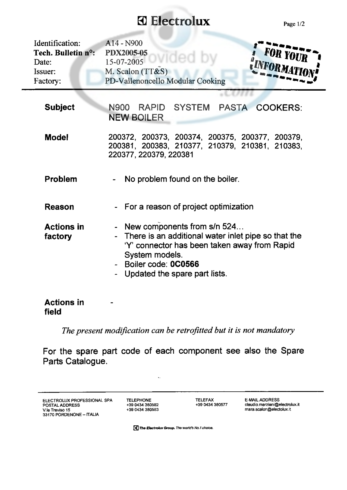 Electrolux AOS201ETH1 User Manual