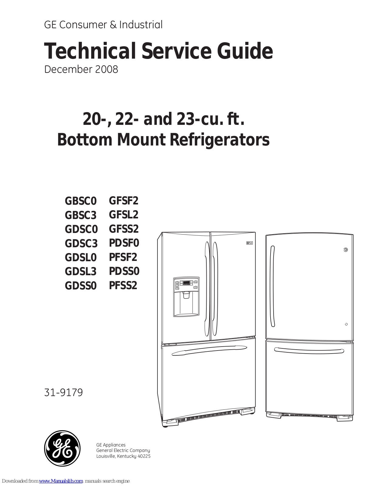 GE GBSC0, GBSC3, GDSC0, GDSC3, GDSL0 Technical Service Manual