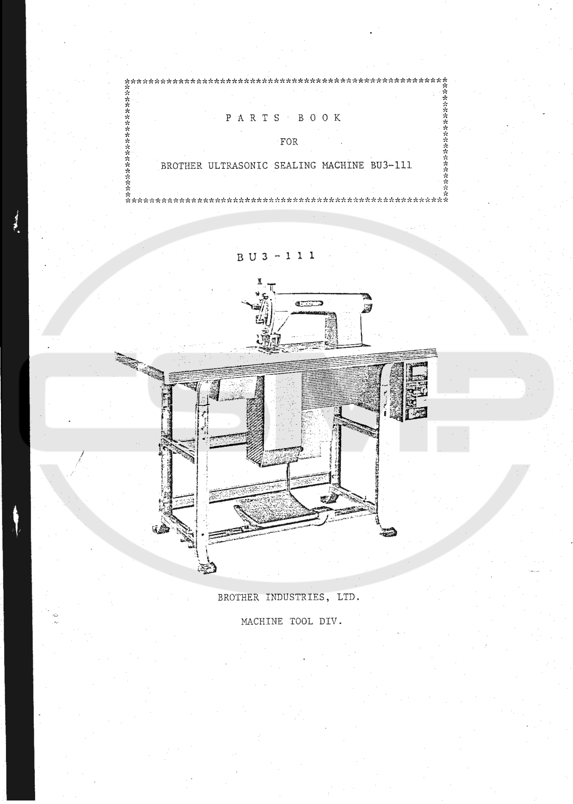 Brother BU3-111 Parts Book