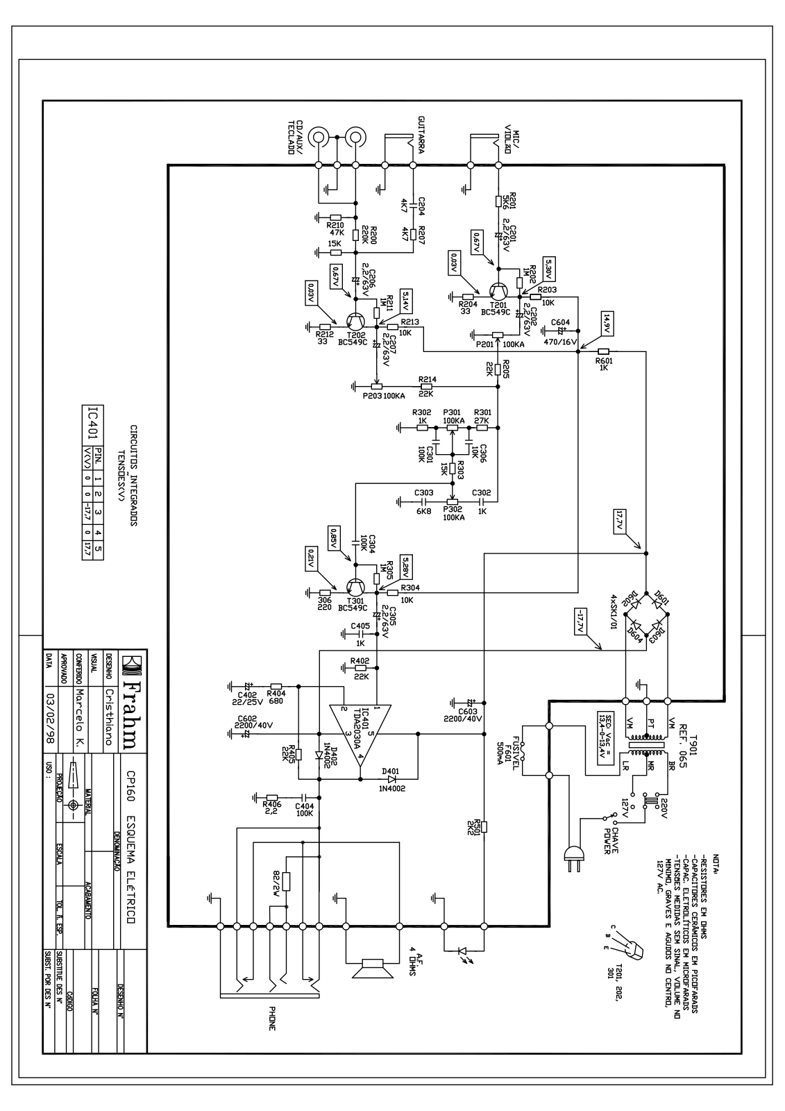 FRAHM CP160 Schematic