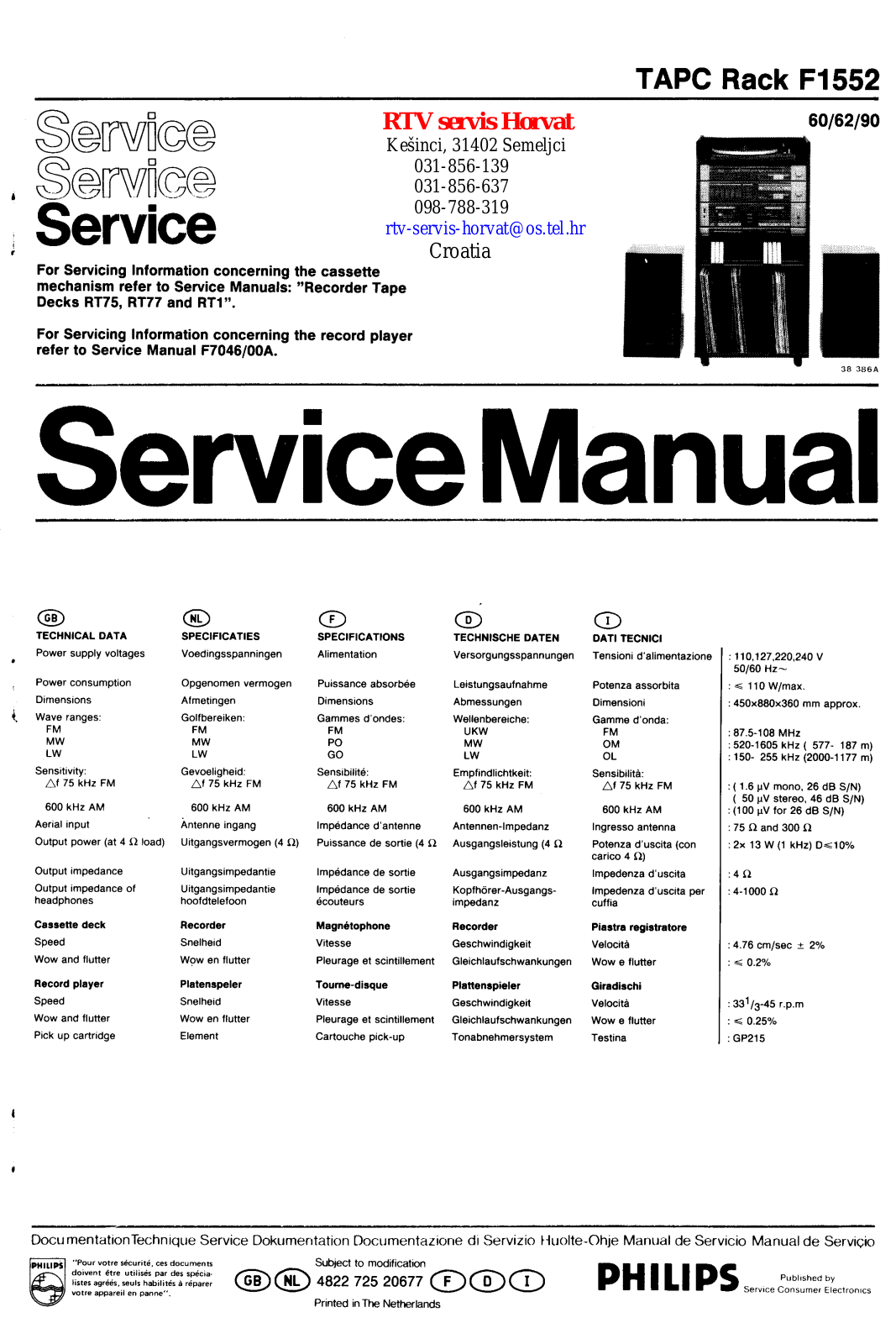 Philips F-1552 Service manual