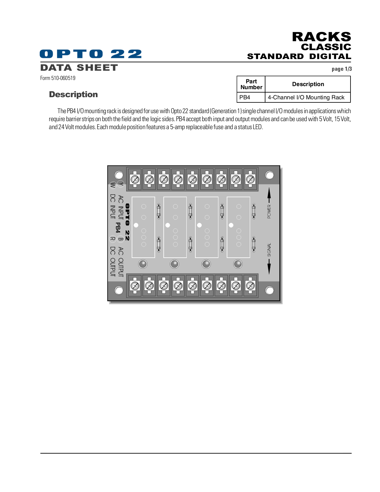 Opto 22 PB4 Data Sheet - ManualMachine.com