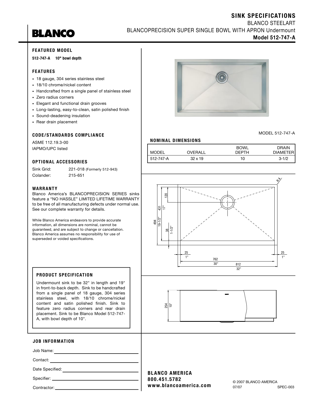 Blanco 512-747-A User Manual