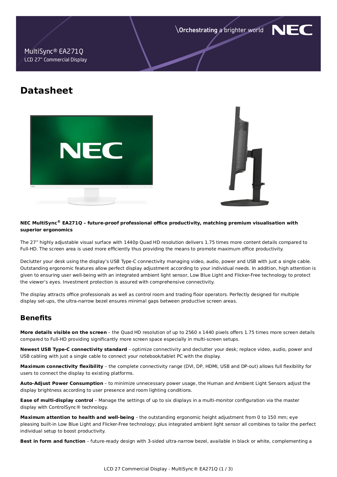 Nec 60004303 Product Data Sheet