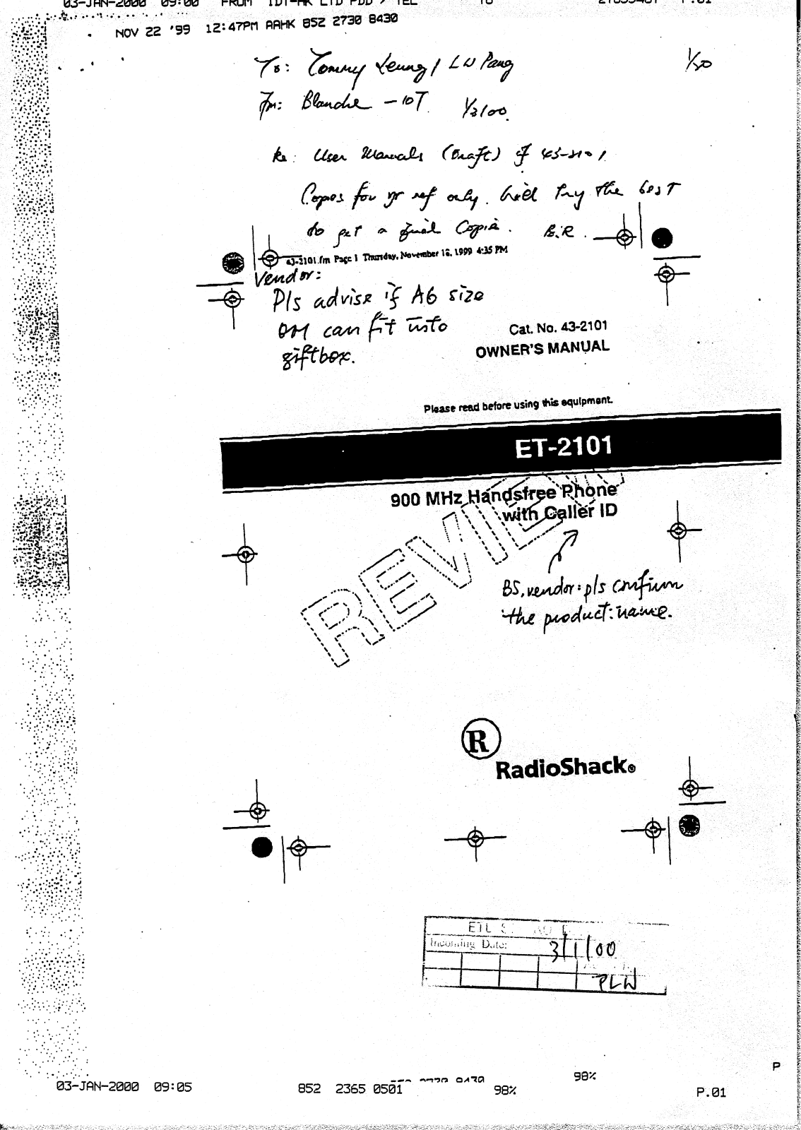 Radio Shack 4302101 User Manual