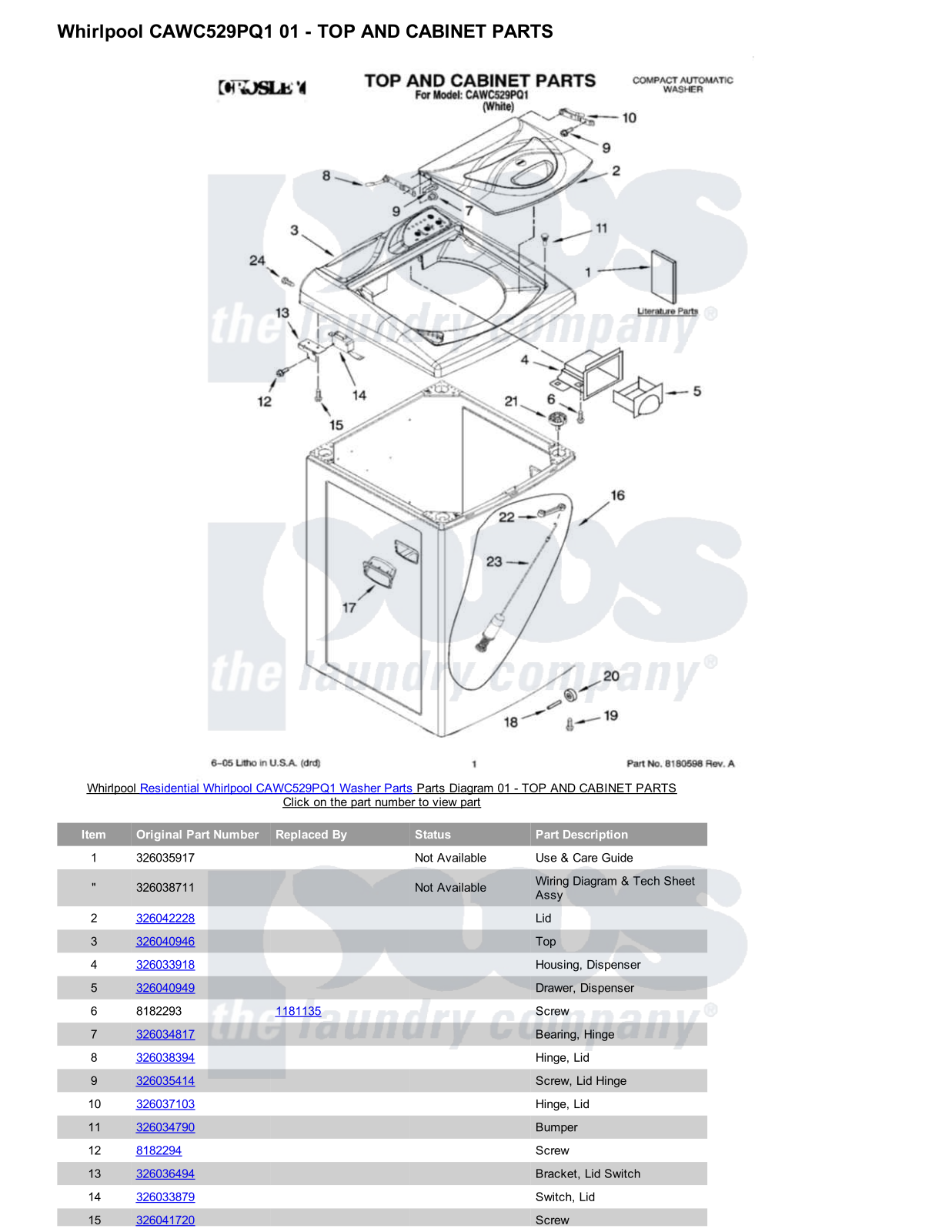 Whirlpool CAWC529PQ1 Parts Diagram