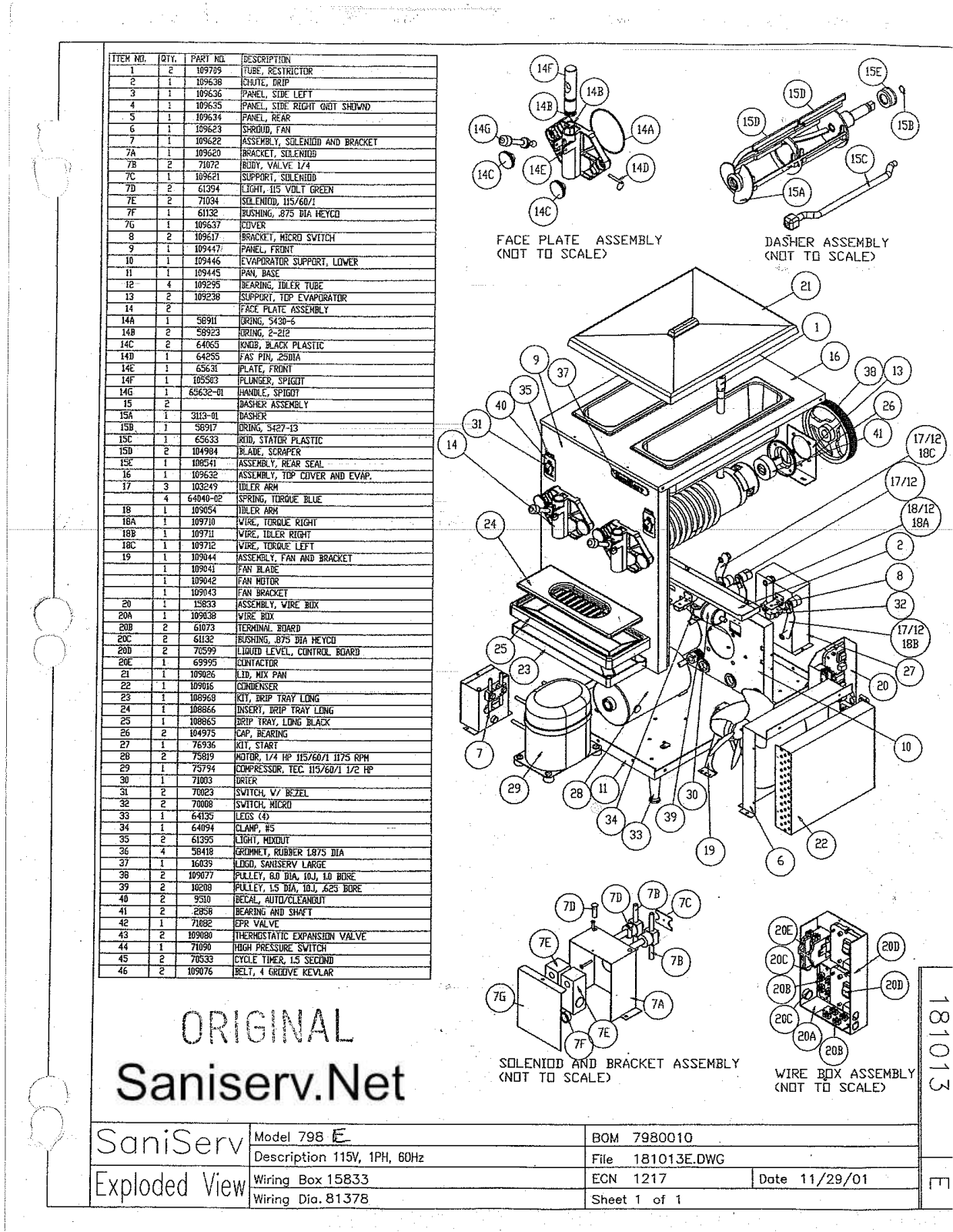 Saniserv 798E Parts Manual