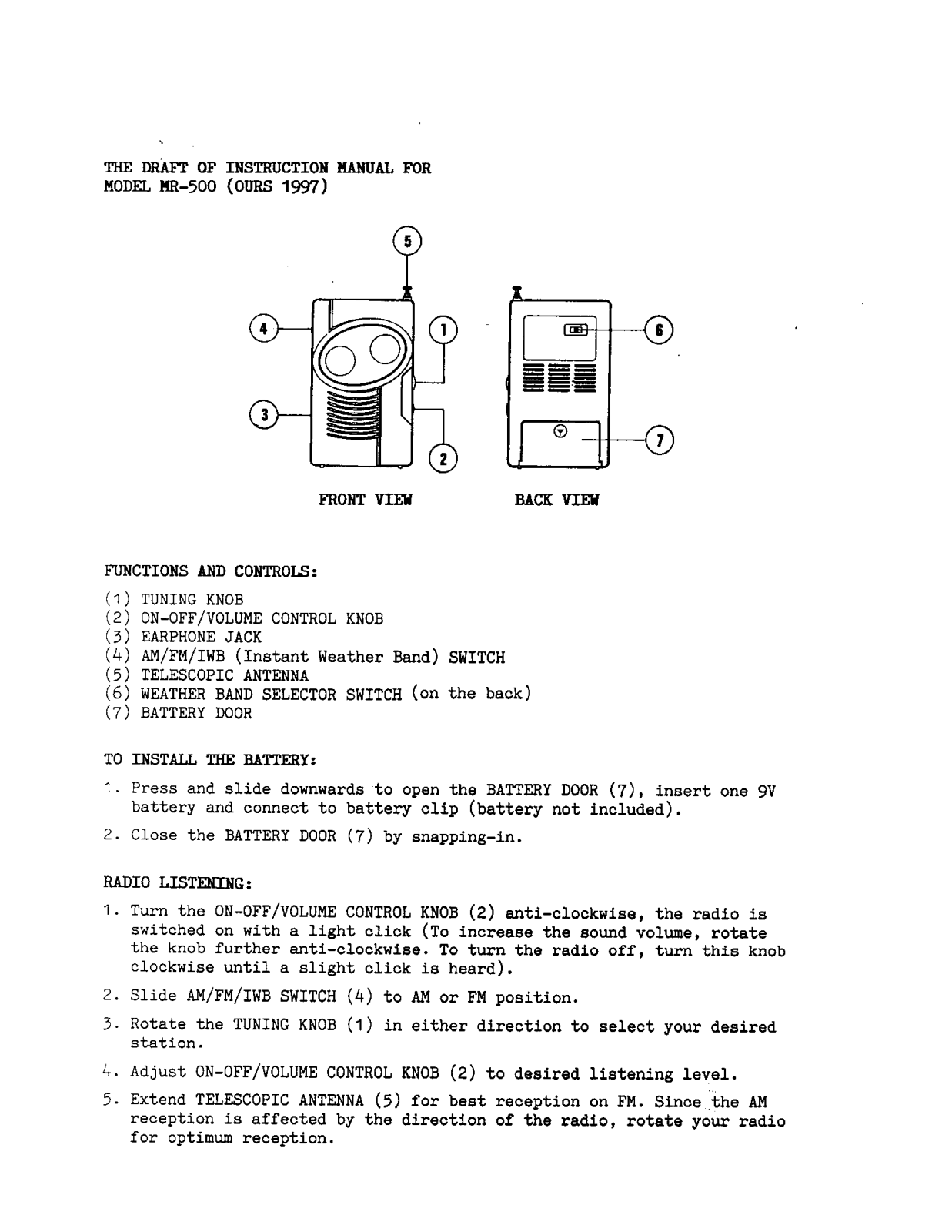 Dubri Electronics 1997 User Manual