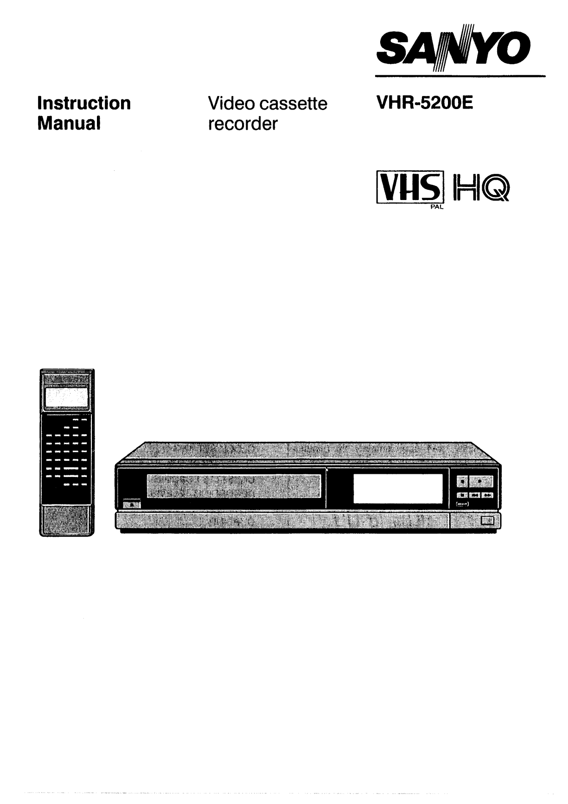 Sanyo VHR-5200E Instruction Manual