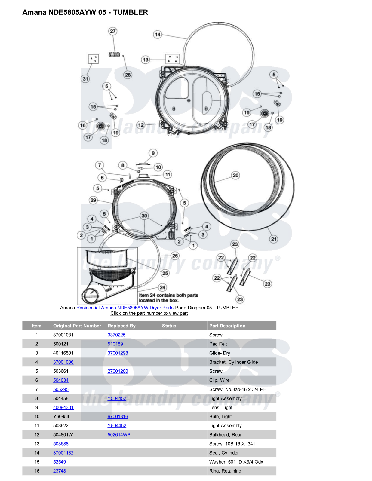 Amana NDE5805AYW Parts Diagram