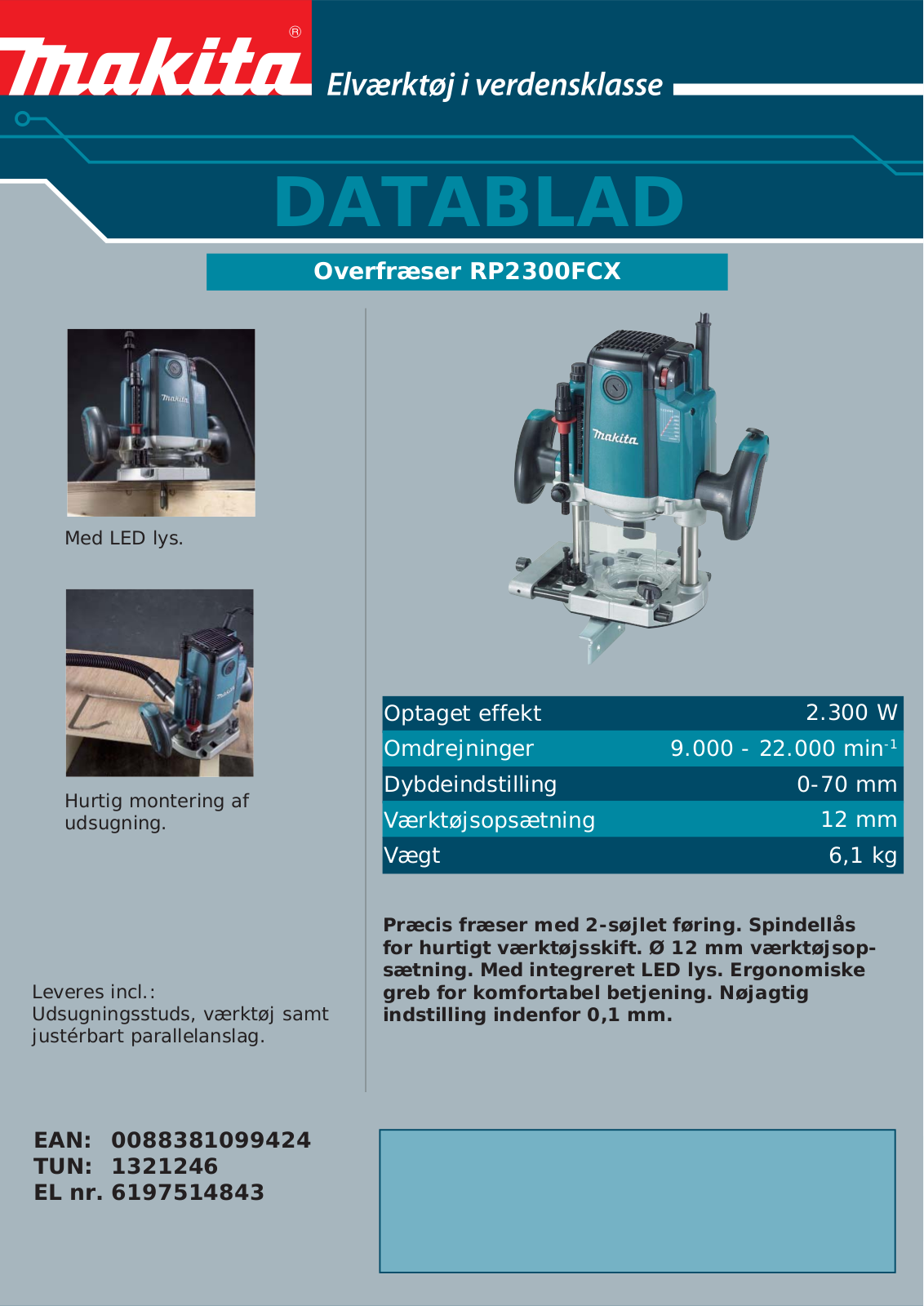 Makita RP2300FCX DATASHEET