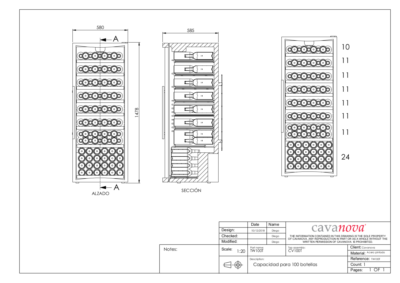 Cavanova TW100T Drawing - ManualMachine.com